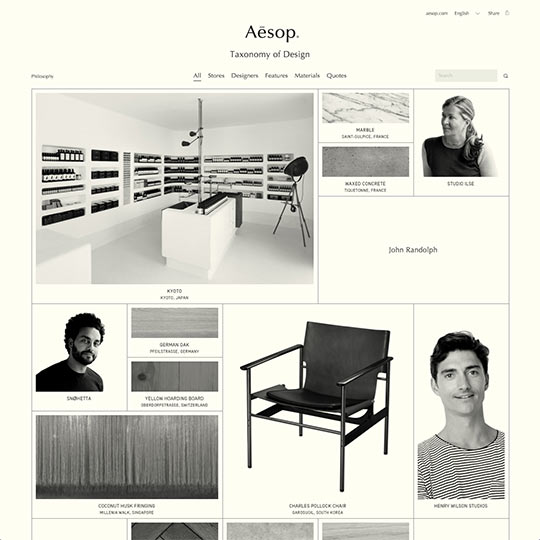 Screenshot of Aesop - Taxonomy of Design